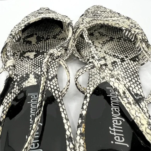 JEFFREY CAMPBELL Shoes Women 7.5 Black Snake Myron Slingback Flat Pointy Leather - Picture 8 of 10